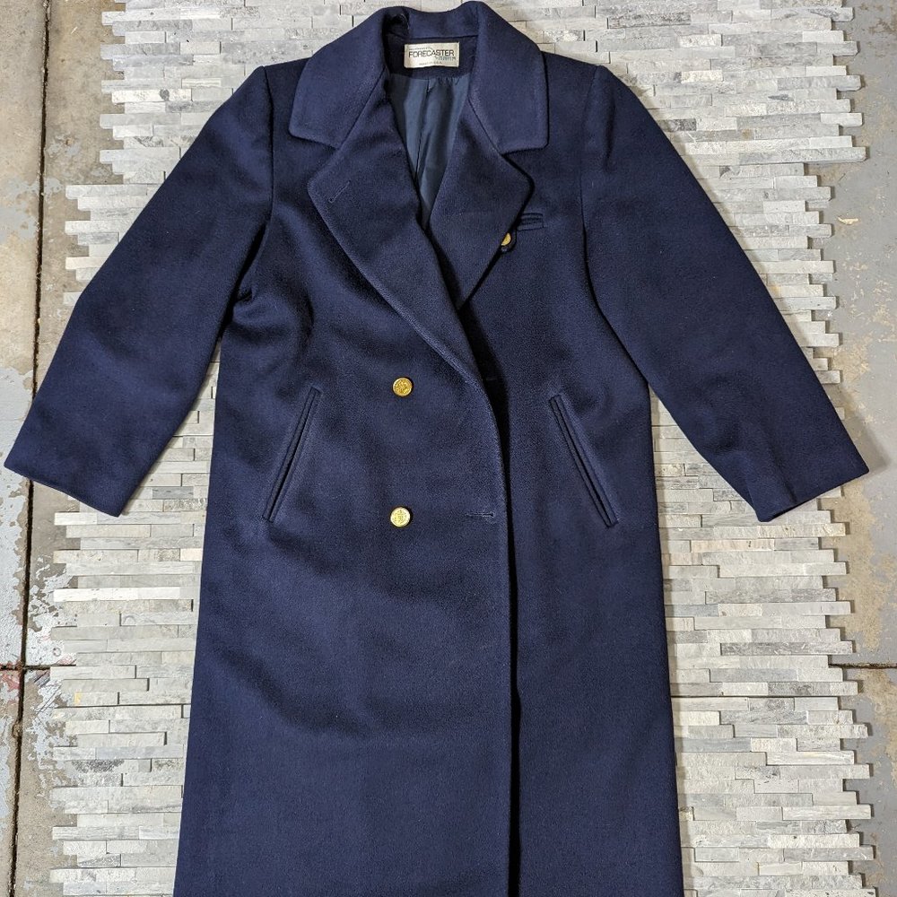 Vintage Forecaster of Boston Womens Long Wool Peacoat Double Breasted Blue USA